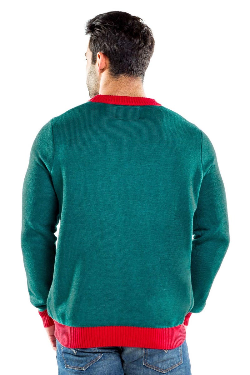 Tipsy Elves Ugly Christmas Sweaters for Men - Colorful and Funny Men's Christmas Sweaters - Hilarious Holiday Pullovers - Men's Green Gingerbread Man Roid Rage Christmas Ugly Sweater Size Large - Image 2